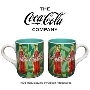Coca Cola Rhythm Green and Red Collectible 1998 by Gibson Housewares Coffee Mugs